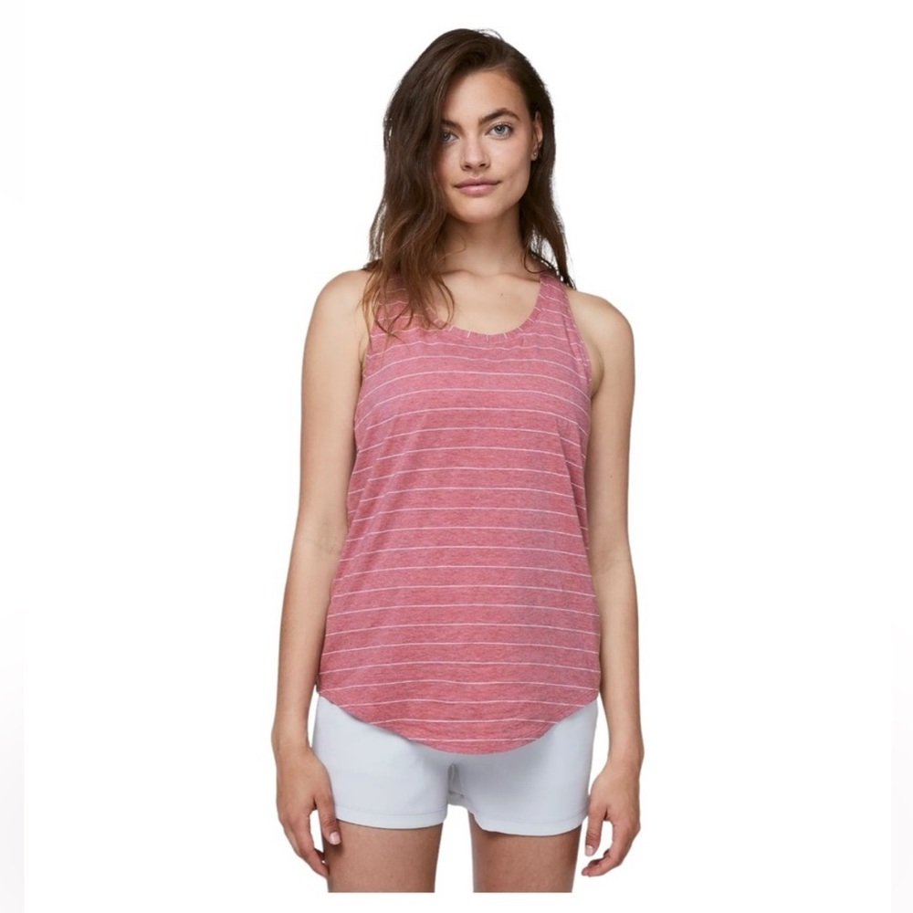 Lululemon Love Tank Pleated Short Serve Stripe Heathered So Merlot White 6